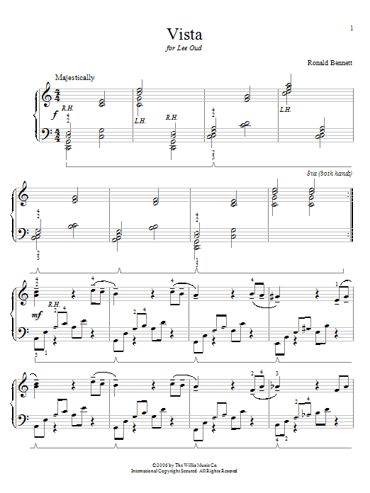 Ronald Bennett Vista Sheet Music