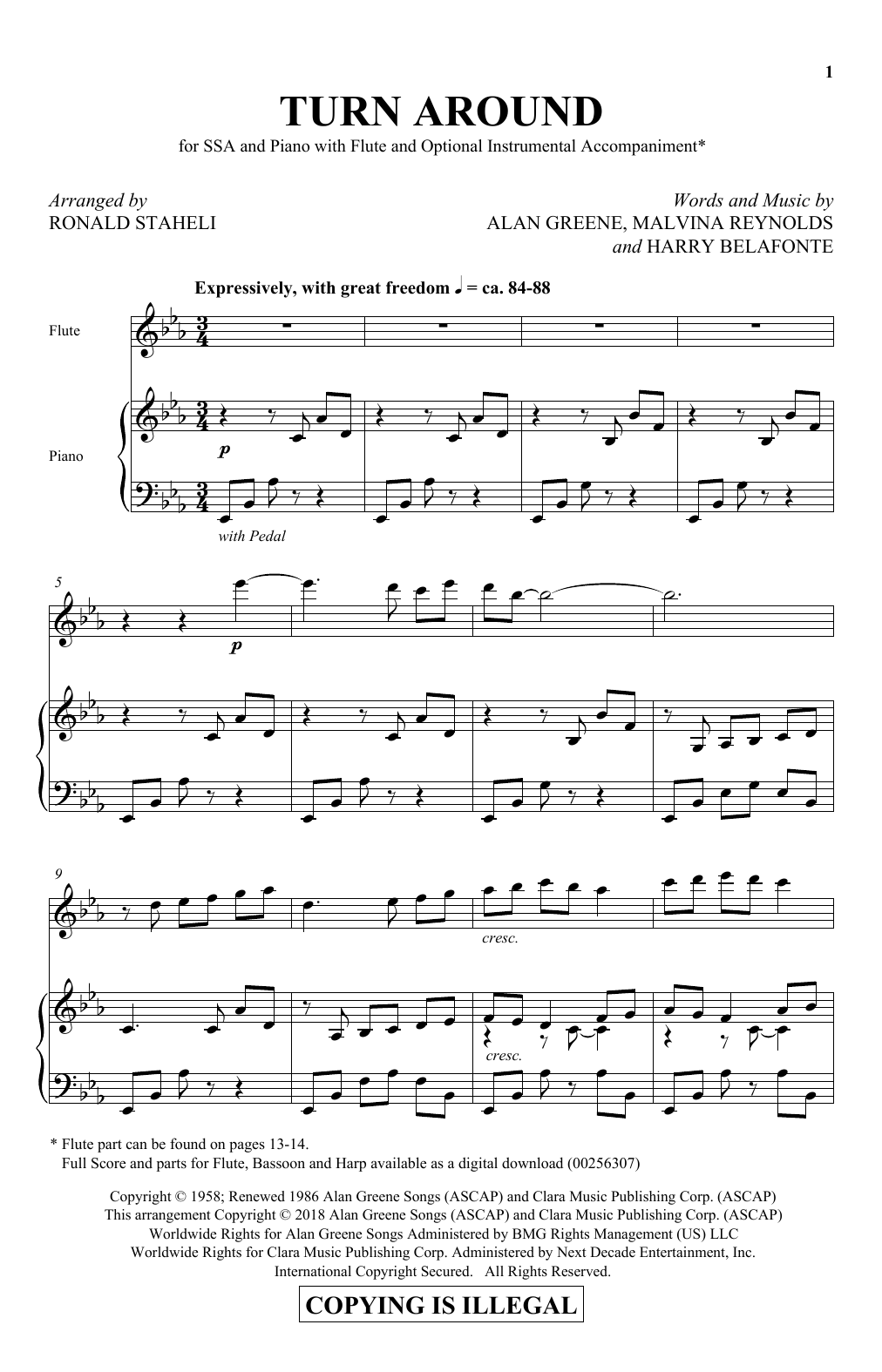 Ronald Staheli Turn Around Sheet Music