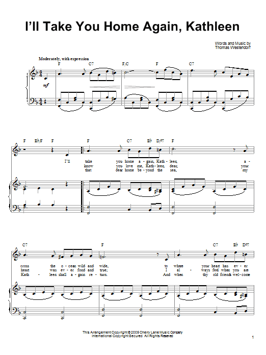 Ronan Tynan I'll Take You Home Again, Kathleen Sheet Music