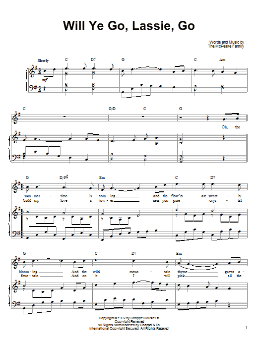 Ronan Tynan Will Ye Go, Lassie, Go Sheet Music