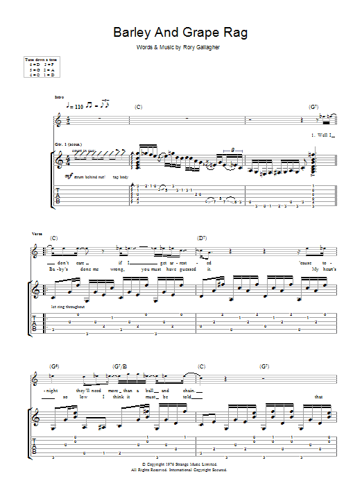 Rory Gallagher Barley & Grape Rag Sheet Music