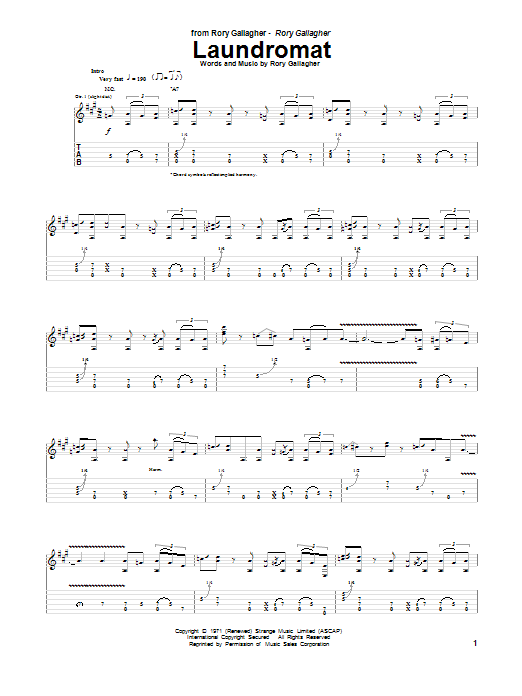 Rory Gallagher Laundromat Sheet Music