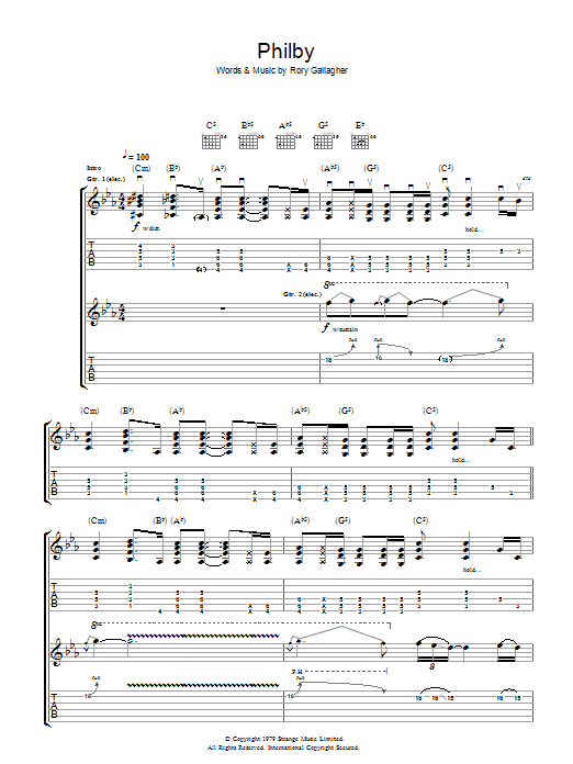 Rory Gallagher Philby Sheet Music