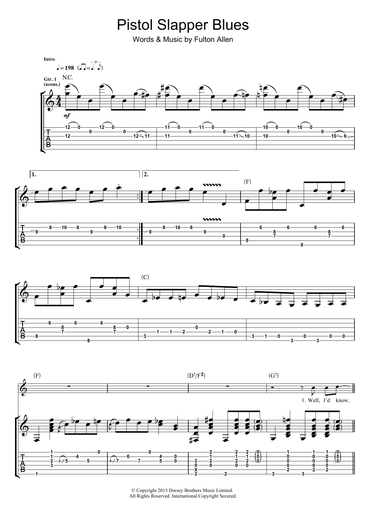 Rory Gallagher Pistol Slapper Blues Sheet Music