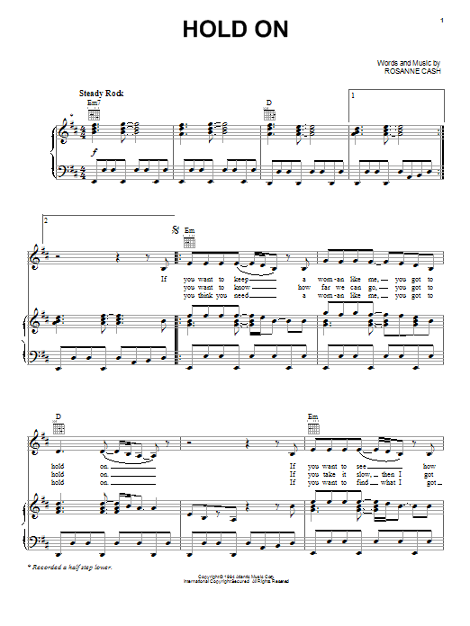 Rosanne Cash Hold On Sheet Music