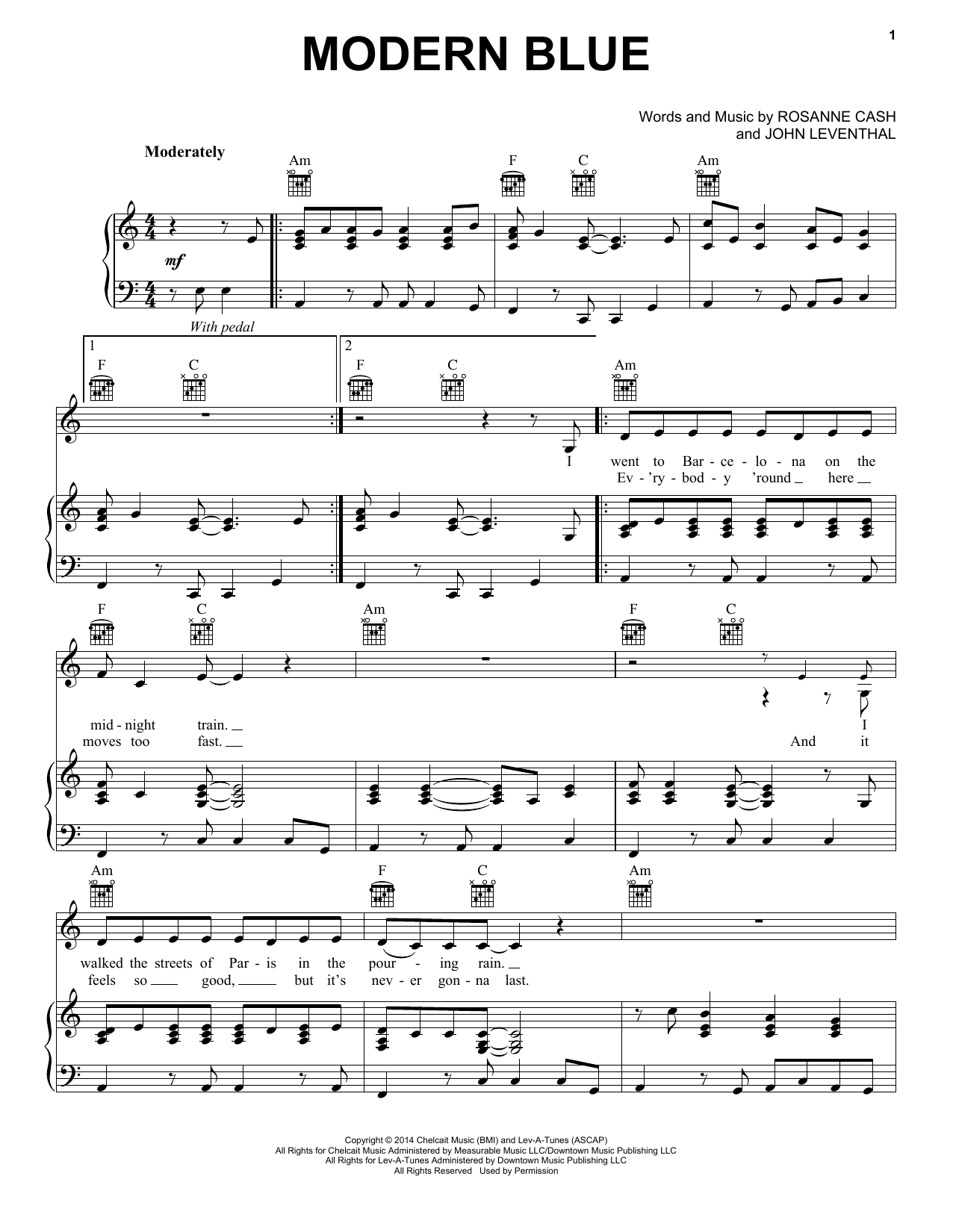 Rosanne Cash Modern Blue Sheet Music