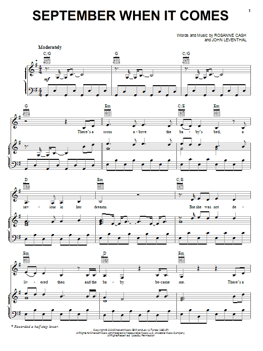 Rosanne Cash September When It Comes Sheet Music