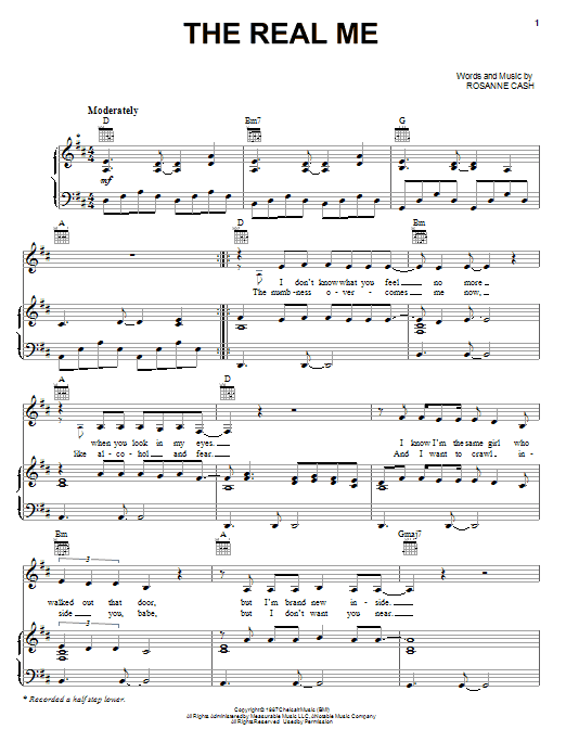 Rosanne Cash The Real Me Sheet Music