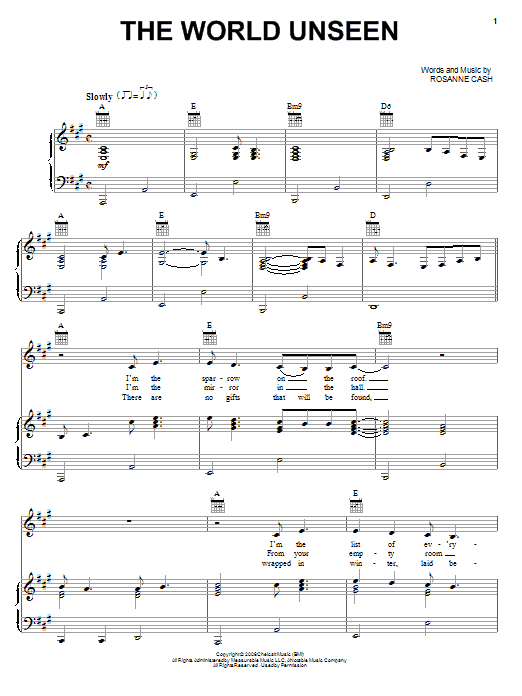 Rosanne Cash The World Unseen Sheet Music