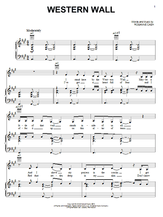 Rosanne Cash Western Wall Sheet Music