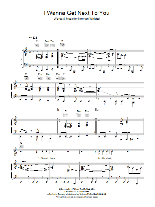 Rose Royce I Wanna Get Next To You Sheet Music