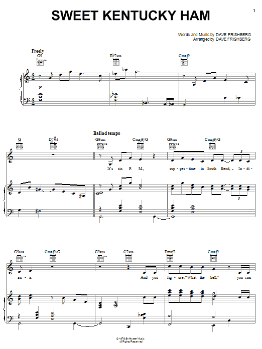 Rosemary Clooney Sweet Kentucky Ham Sheet Music