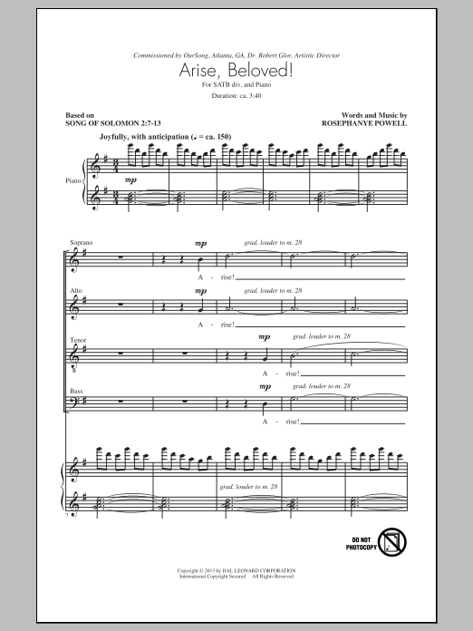 Rosephanye Powell Arise, Beloved! Sheet Music