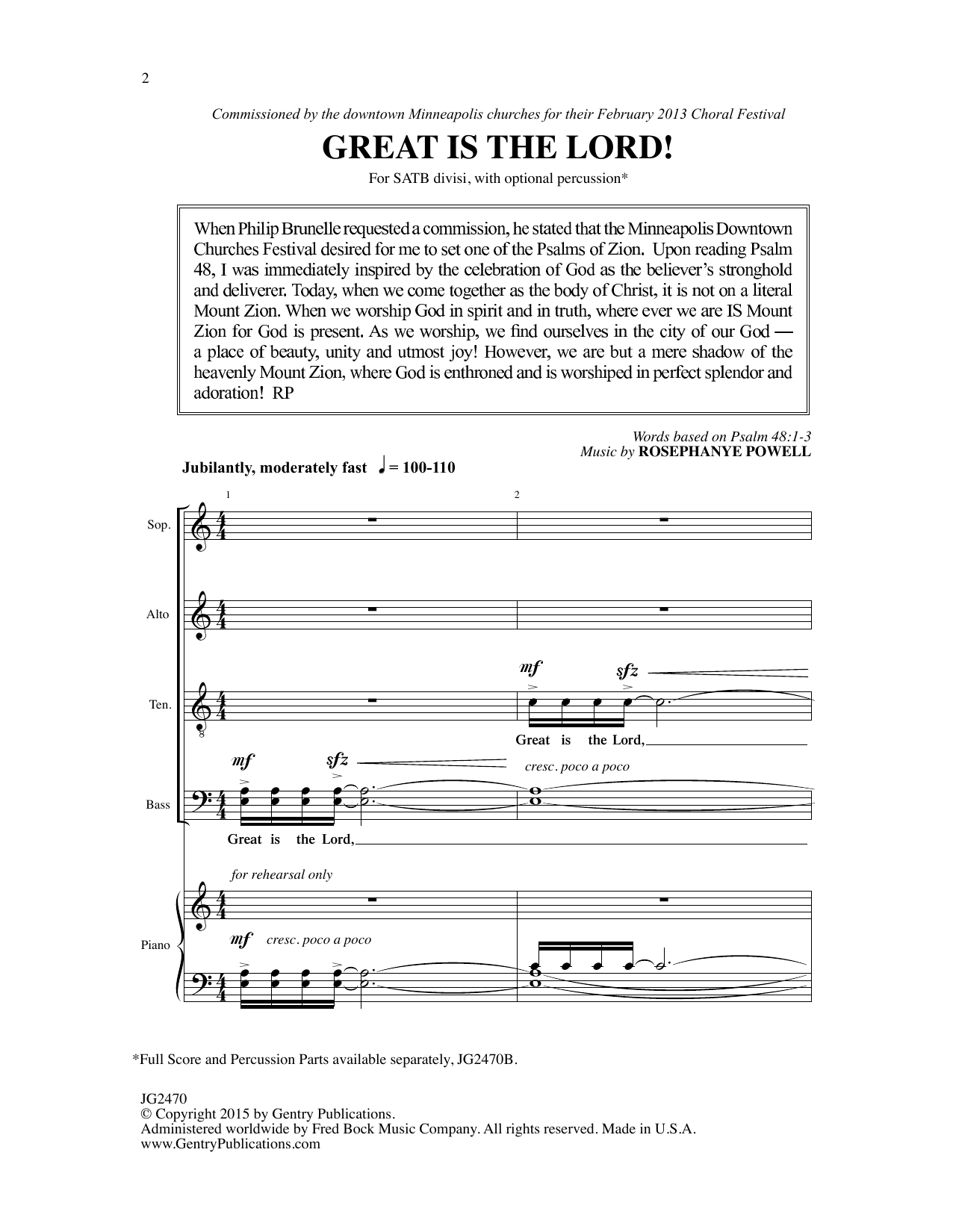 Rosephanye Powell Great Is The Lord Sheet Music