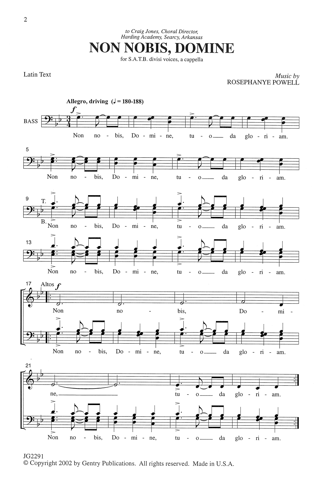 Rosephanye Powell Non Nobis, Domine Sheet Music