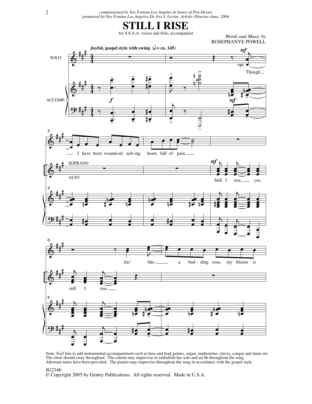 Rosephanye Powell Still I Rise Sheet Music