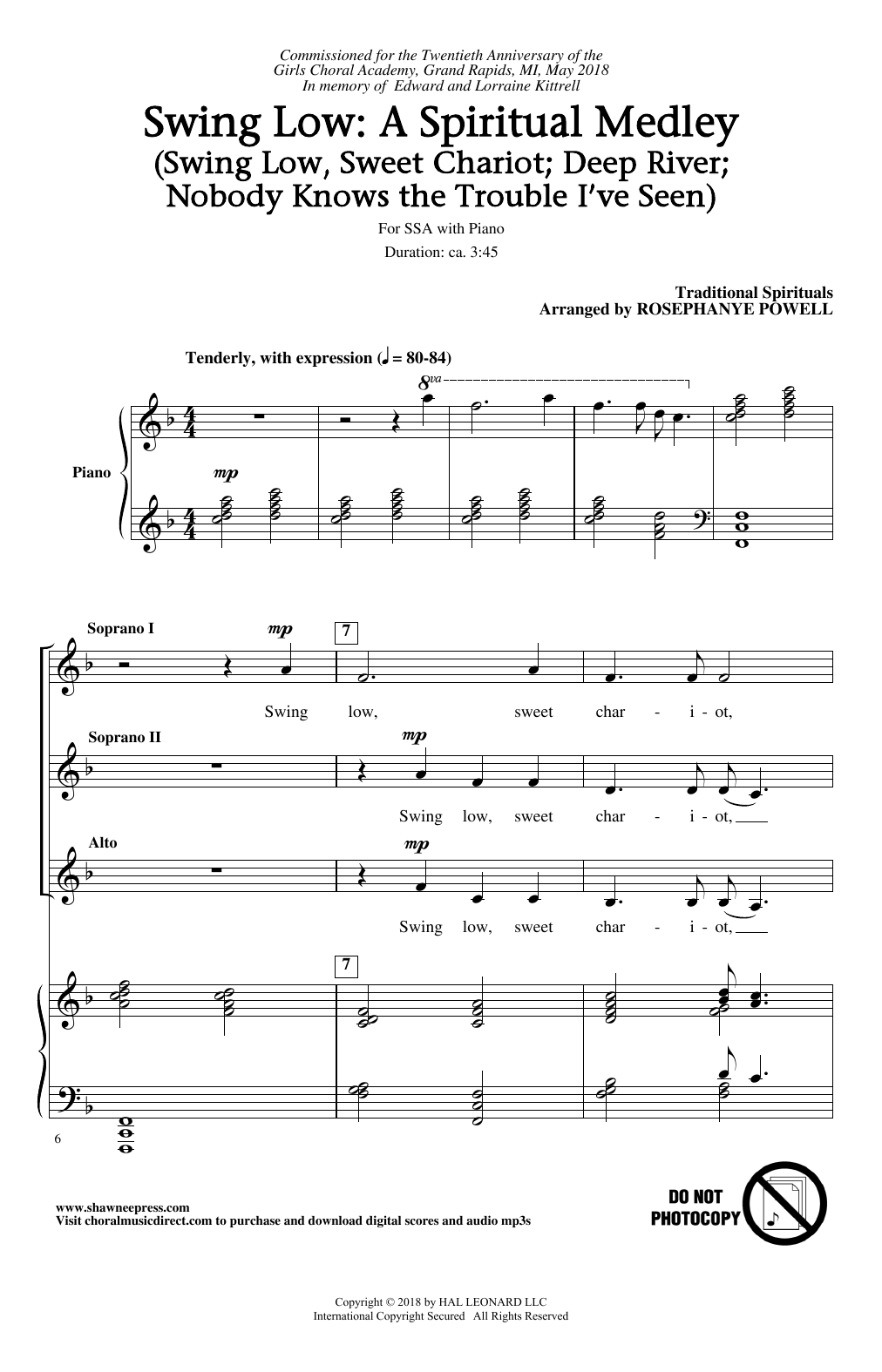 Rosephanye Powell Swing Low: A Choral Medley Sheet Music