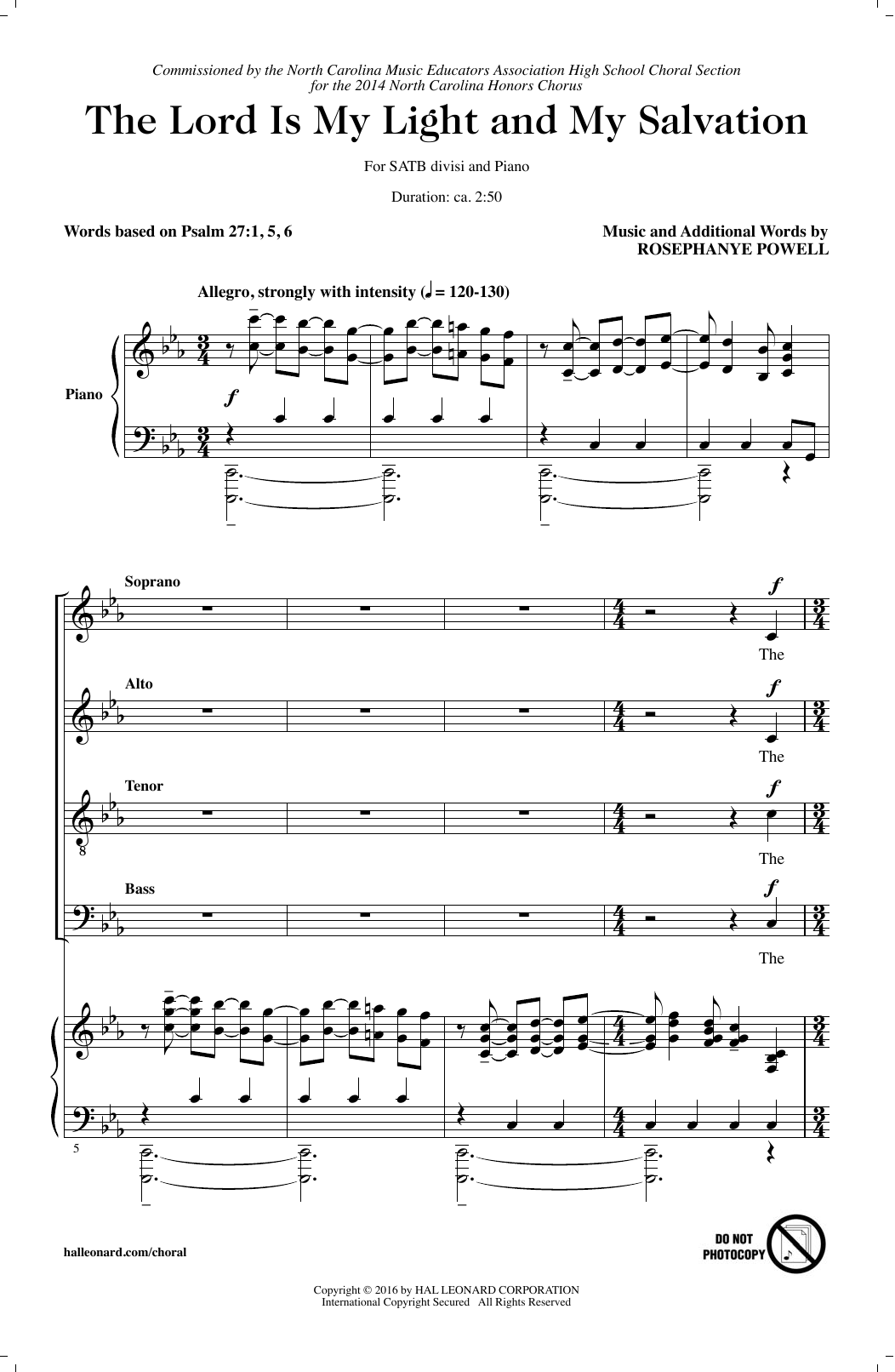 Rosephanye Powell The Lord Is My Light And My Salvation Sheet Music