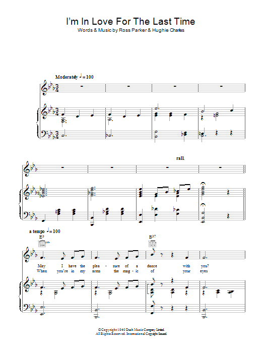 Ross Parker I'm In Love For The Last Time Sheet Music