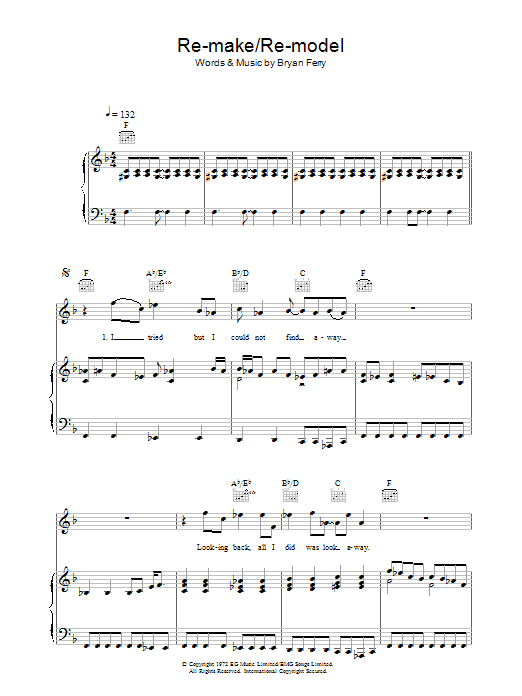 Roxy Music Re-make/Re-model Sheet Music