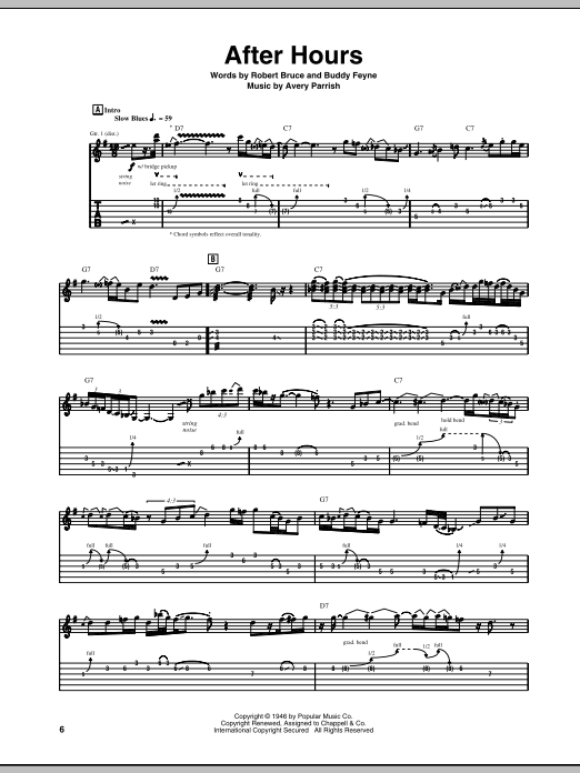 Roy Buchanan After Hours Sheet Music