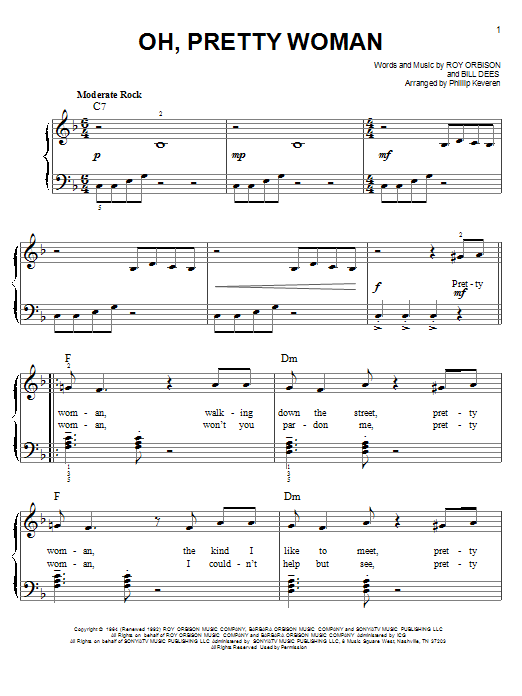 Roy Orbison Oh, Pretty Woman (arr. Phillip Keveren) Sheet Music