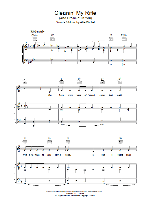 Roy Rogers Cleanin' My Rifle (And Dreamin' Of You) Sheet Music