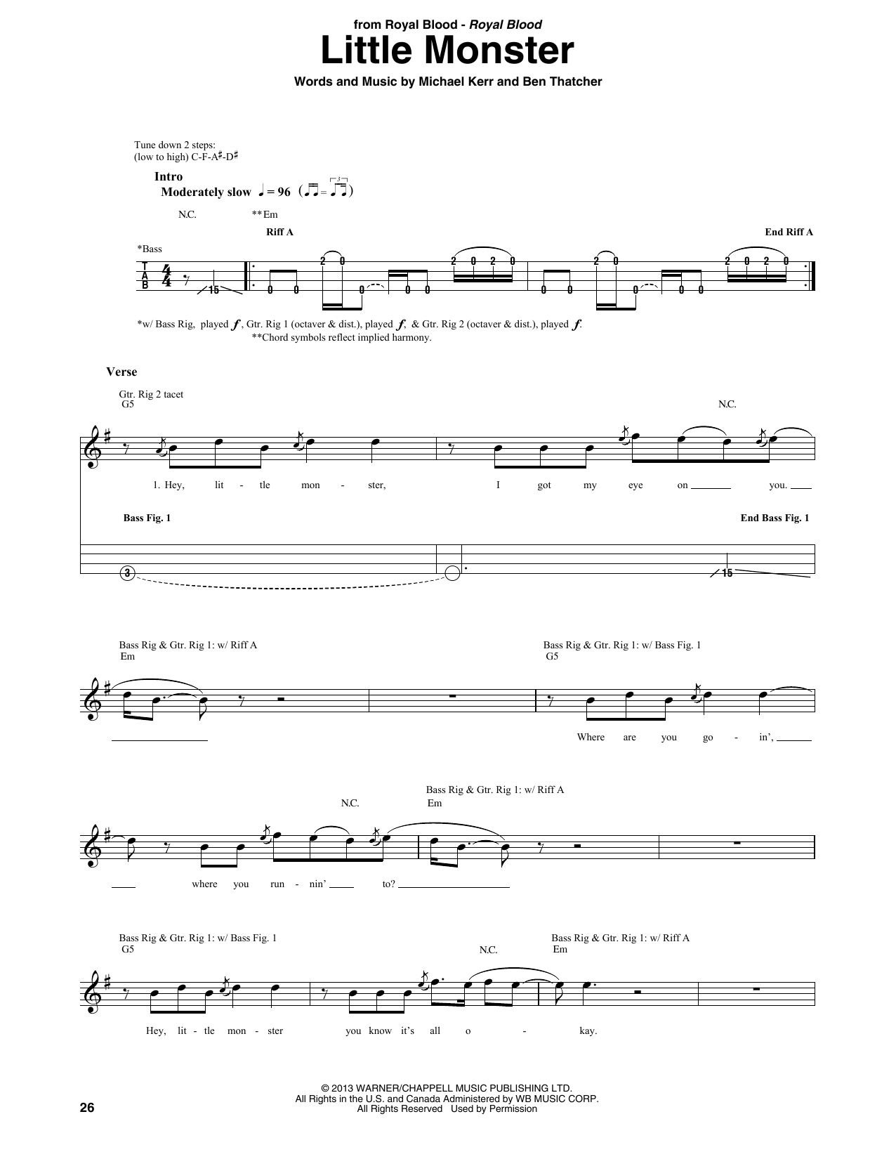 Royal Blood Little Monster Sheet Music