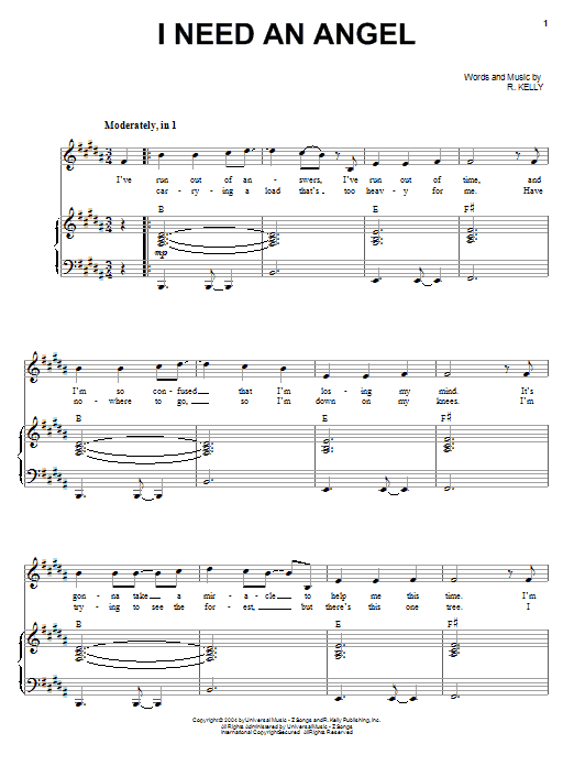 Ruben Studdard I Need An Angel Sheet Music