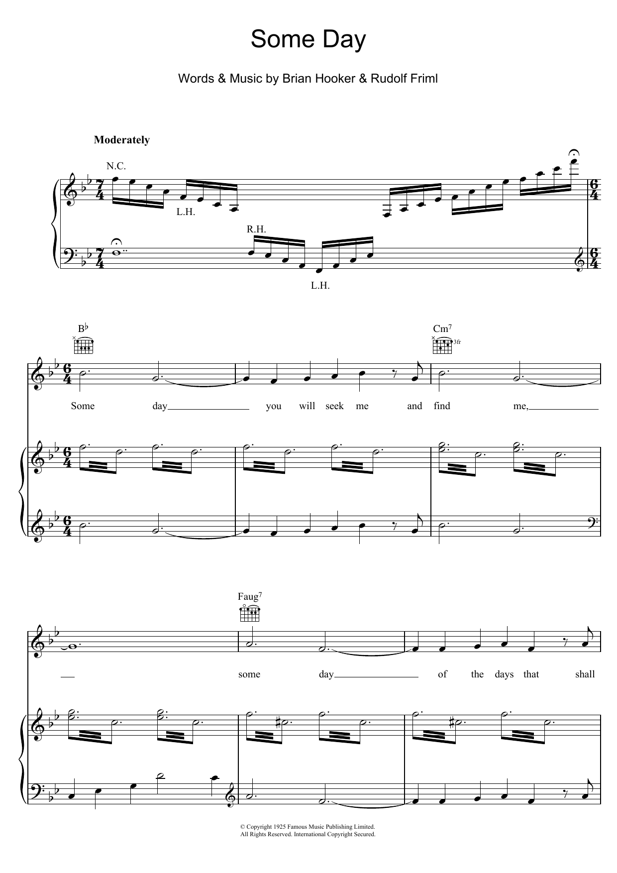 Rudolf Friml Some Day Sheet Music