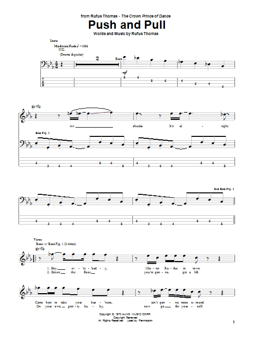 Rufus Thomas Push And Pull Sheet Music