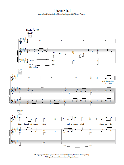 Rumer Thankful Sheet Music
