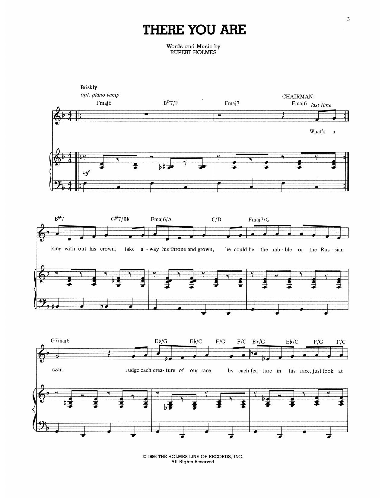 Rupert Holmes There You Are (from The Mystery of Edwin Drood) Sheet Music