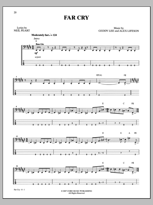 Rush Far Cry Sheet Music