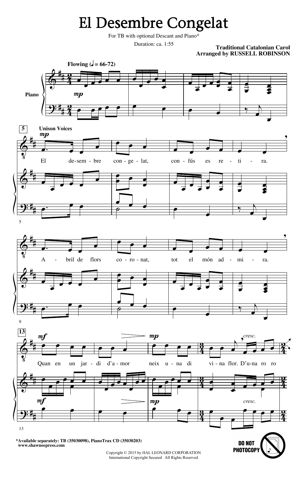 Russell Robinson El Desembre Congelat Sheet Music