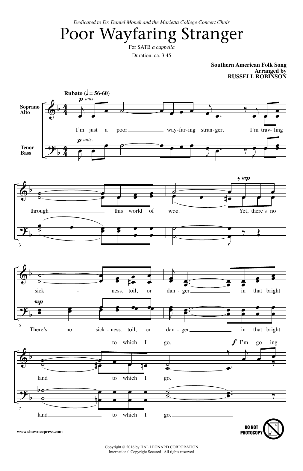 Russell Robinson Poor Wayfaring Stranger Sheet Music