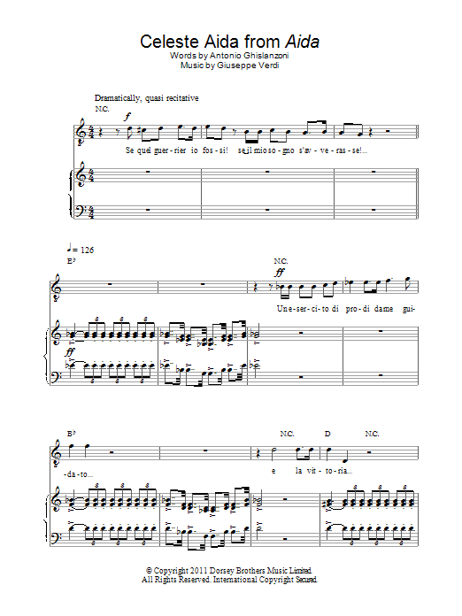 Russell Watson Celeste Aida Sheet Music