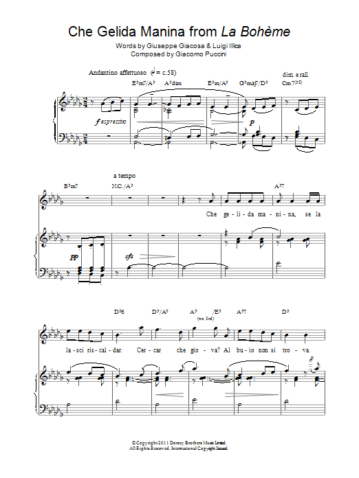 Russell Watson Che Gelida Manina Sheet Music