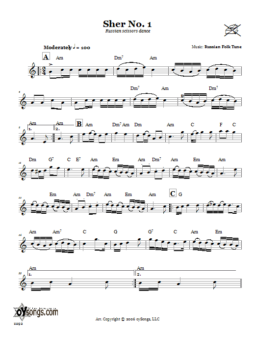 Russian Folk Tune Sher No. 1 (Russian Scissors Dance) Sheet Music