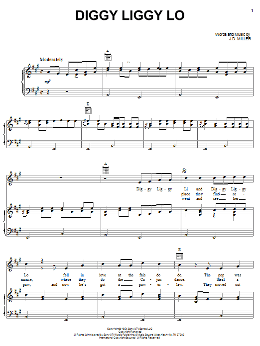 Rusty & Doug Kershaw Diggy Liggy Lo Sheet Music