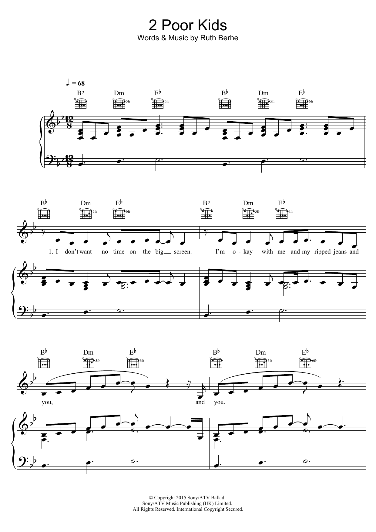 Ruth B 2 Poor Kids Sheet Music