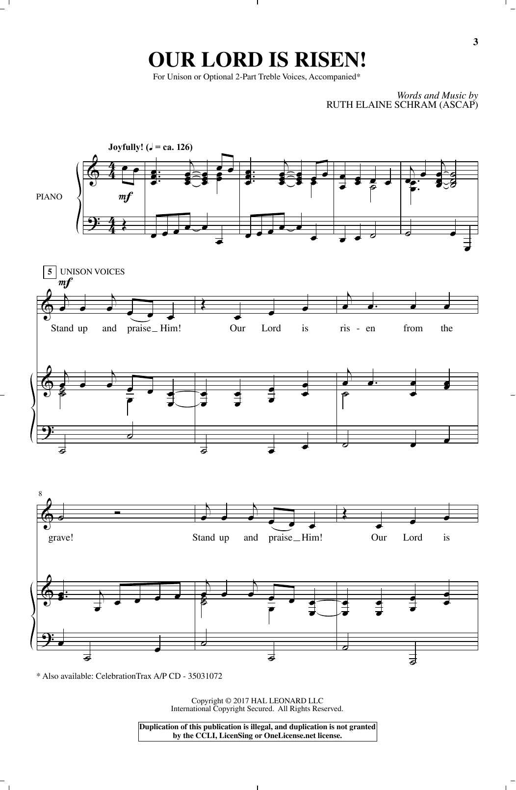 Ruth E. Schram Our Lord Is Risen Sheet Music