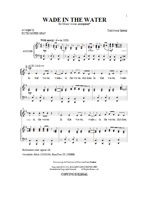 Ruth Morris Gray Wade In The Water Sheet Music