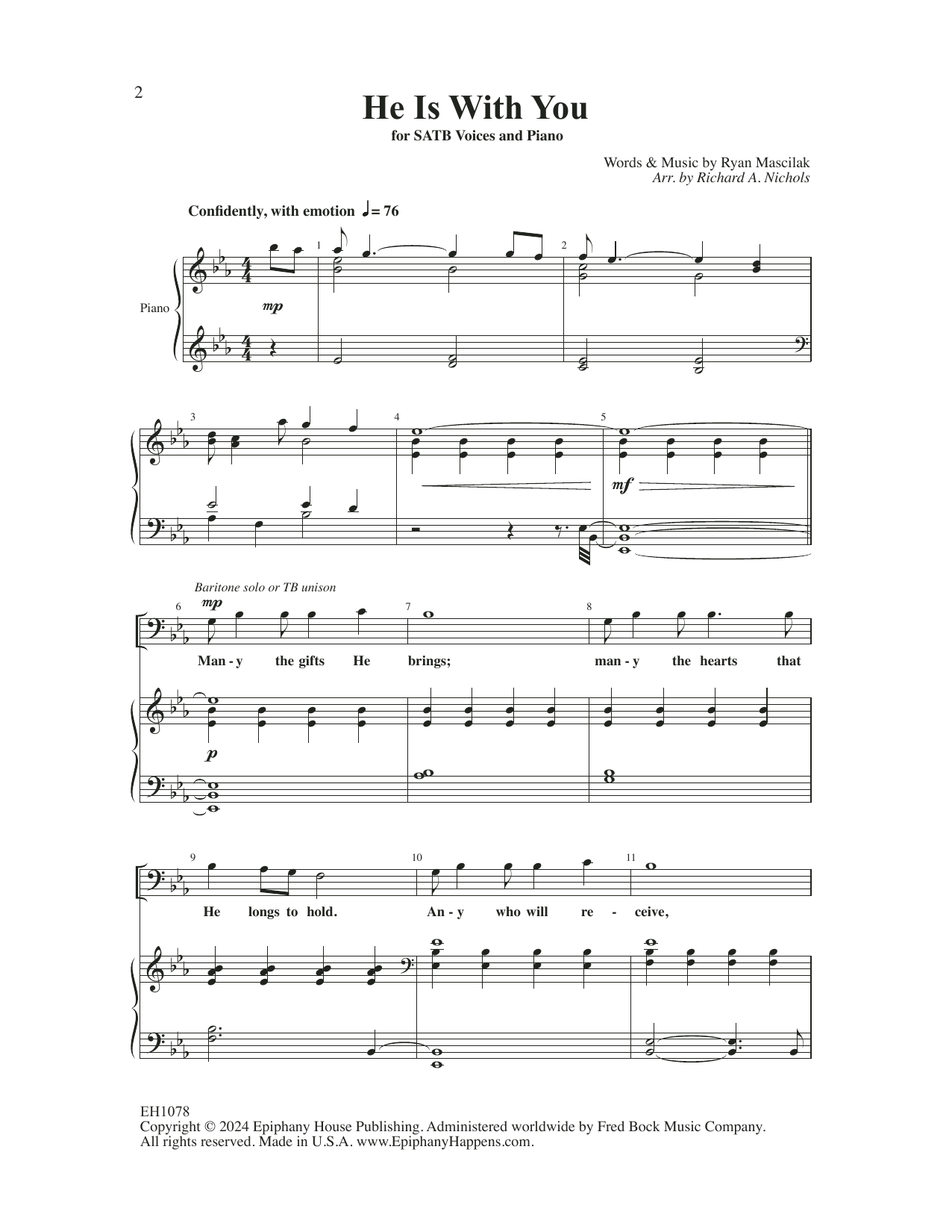 Ryan Mascilak He Is With You (arr. Richard A. Nichols) Sheet Music