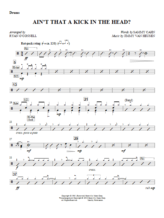 Ryan O'Connell Ain't That A Kick In The Head? - Drum (Opt. Set) Sheet Music