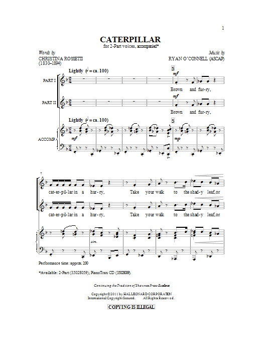 Ryan O'Connell Caterpillar Sheet Music