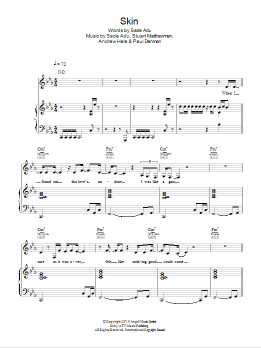 Sade Skin Sheet Music