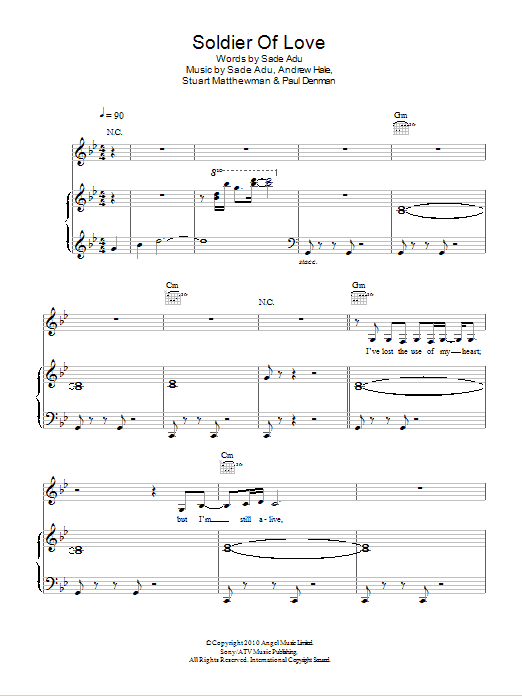 Sade Soldier Of Love Sheet Music
