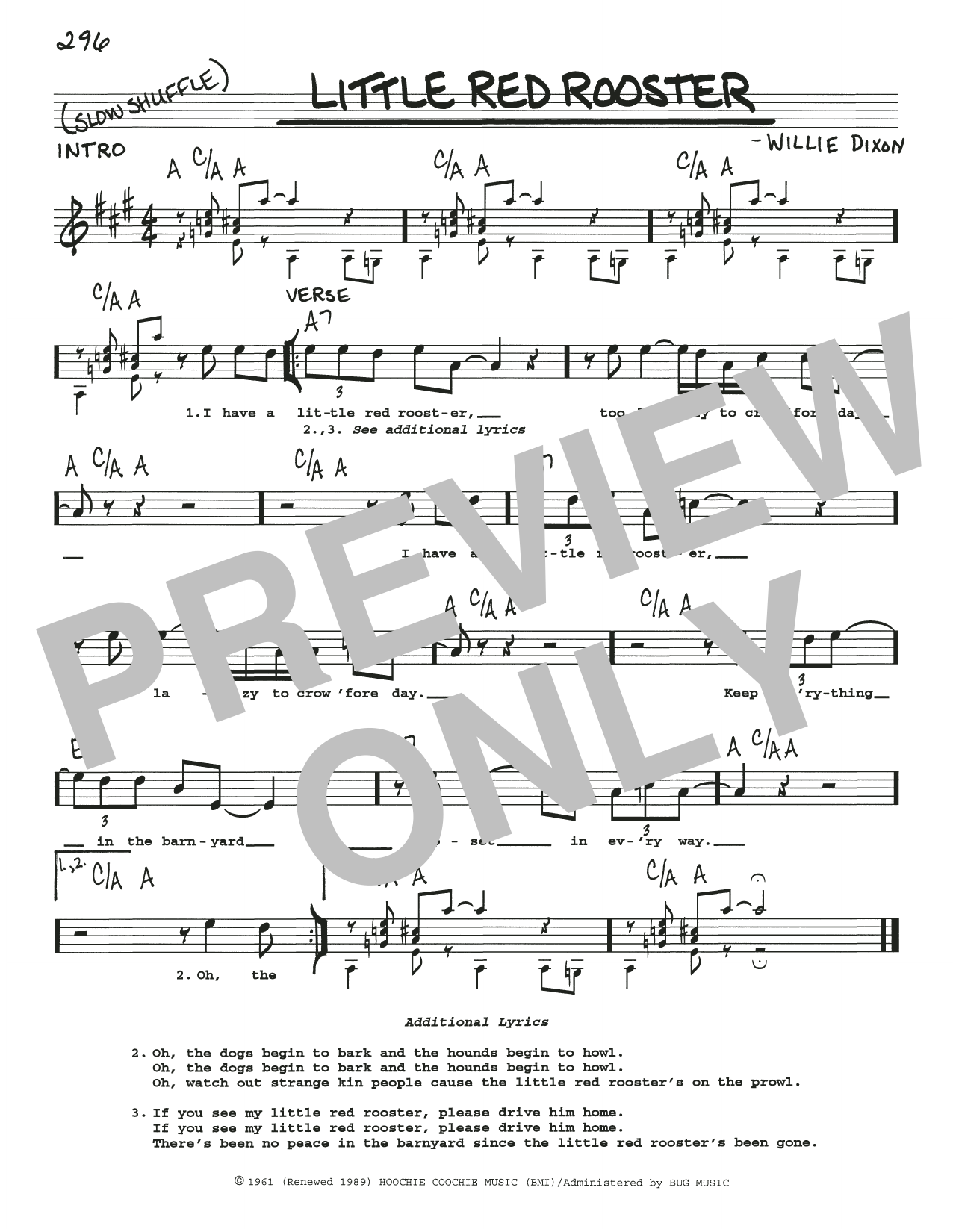 Sam Cooke Little Red Rooster Sheet Music
