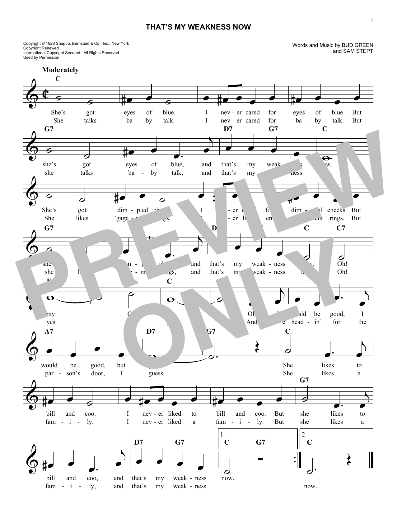 Sam H. Stept That's My Weakness Now Sheet Music